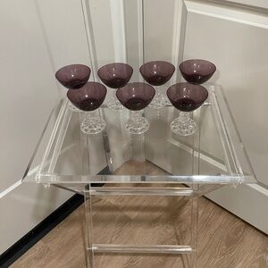 Set of 7 Vintage 1970’s Fostoria American Lady Amethyst Purple Champagne Glasses